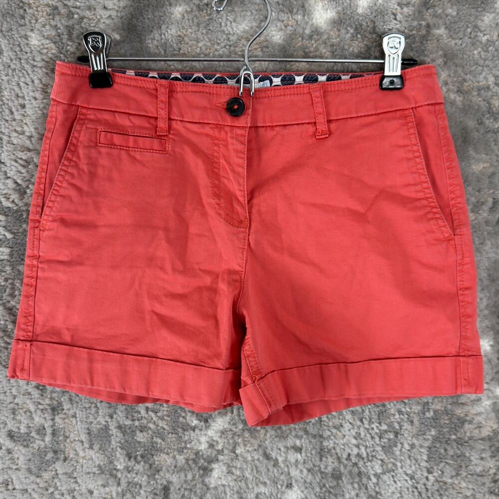 Boden Size 2 Minimalist Casual Shorts Red Button Zip‎ Pocket Cotton